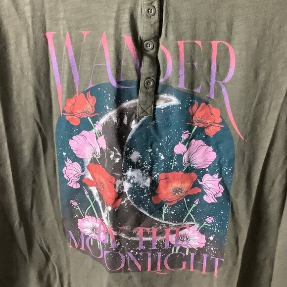 Torrid Womens Graphic Tank Top Size 4 Green Wander By The Moonlight Classic Fit - Picture 3 of 11